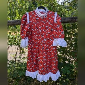 Batsheva prairie berry print dress with rickrack